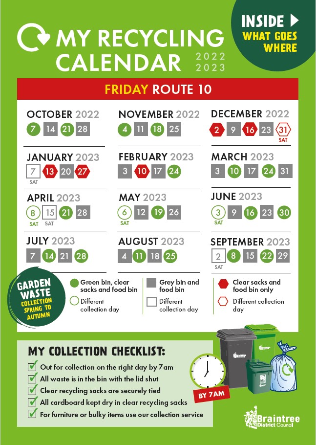 Route 10 collection calendar download Braintree District Council