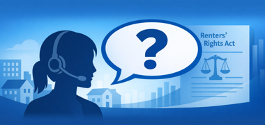Renters Rights act contact and support operator and speech bubble