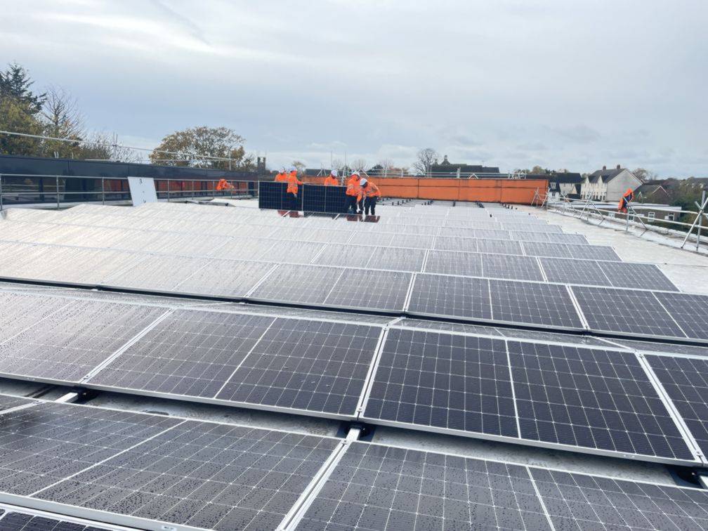 Solar panel roofing at Witham leisure centre car park